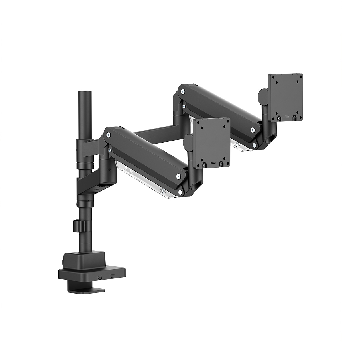 Super Heavy-Duty Pole-Mounted Gas Spring Dual Monitor Arm